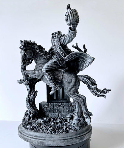 Headless Horseman Riding Statue, Hand Painted Resin Sculpture | Gothic Legend of Sleepy Hollow Figurine | Dark Folklore Art for Spooky Decor