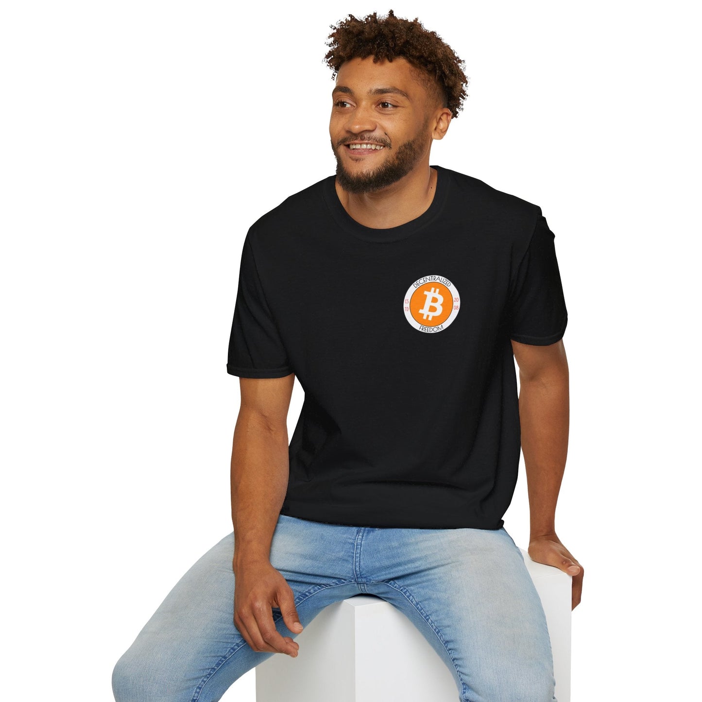 2 - sided Bitcoin (BTC) Decentralized Freedom DKcolors Unisex T-Shirt by cypherpunkgear – cypherpunkgear.com | Cypherpunk Merch