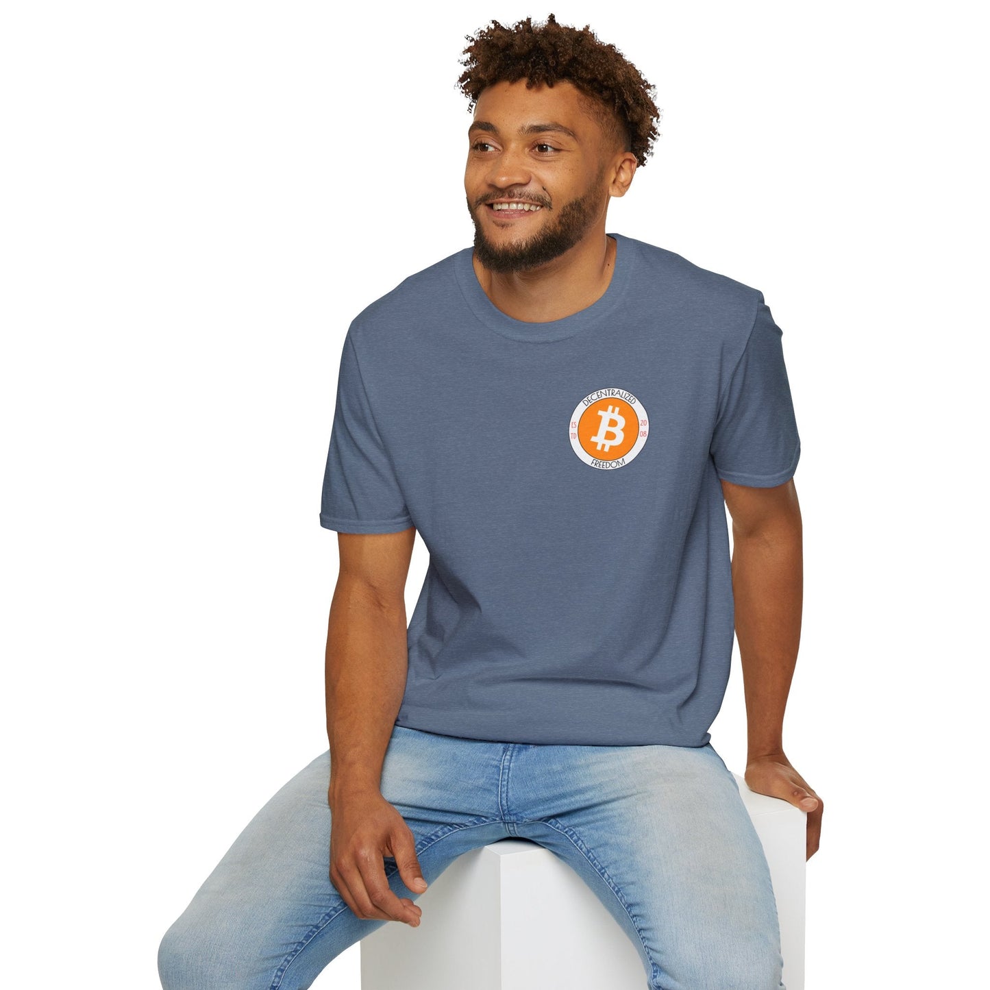 2 - sided Bitcoin (BTC) Decentralized Freedom DKcolors Unisex T-Shirt by cypherpunkgear – cypherpunkgear.com | Cypherpunk Merch