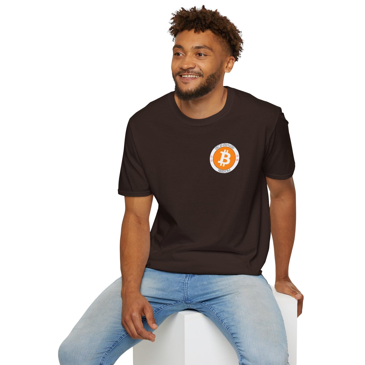 2 - sided Bitcoin (BTC) Decentralized Freedom DKcolors Unisex T-Shirt by cypherpunkgear – cypherpunkgear.com | Cypherpunk Merch