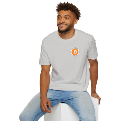 2 - sided Bitcoin (BTC) Decentralized Freedom LTcolors Unisex T-Shirt by cypherpunkgear – cypherpunkgear.com | Cypherpunk Merch