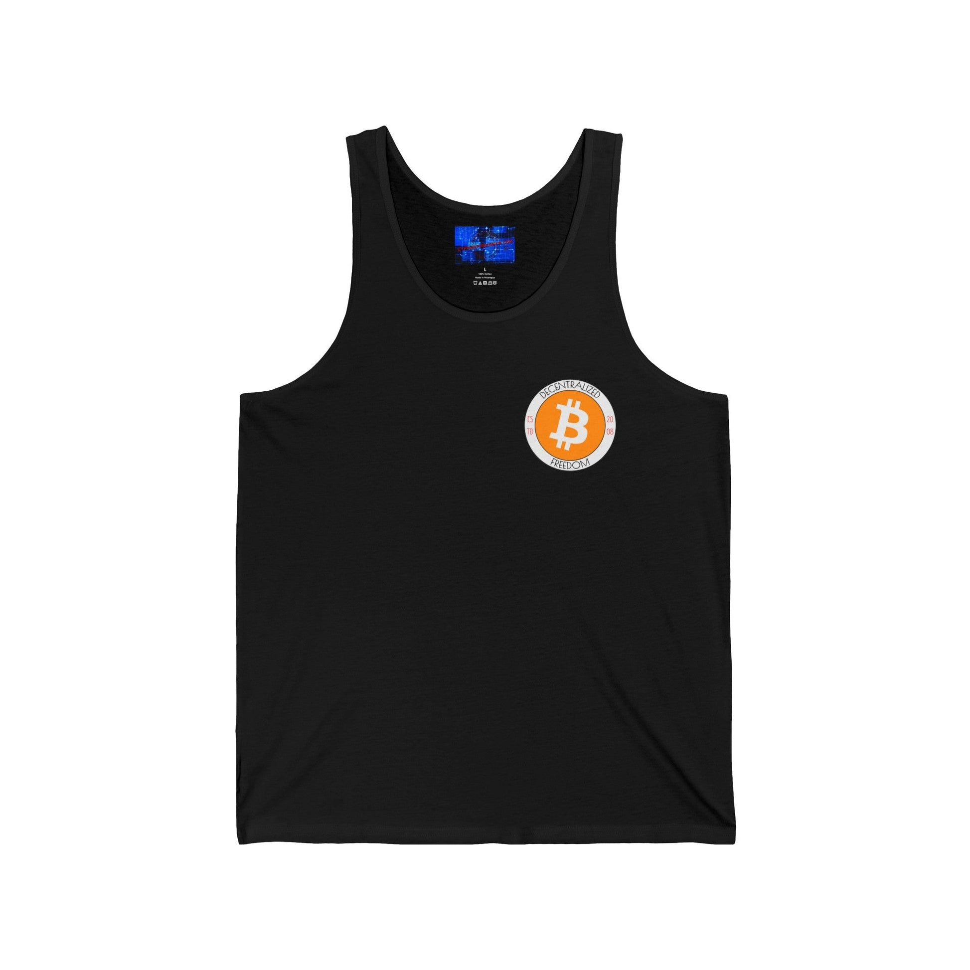 2 - sided Bitcoin (BTC) Freedom Unisex Jersey Tank Top by cypherpunkgear – cypherpunkgear.com | Cypherpunk Merch