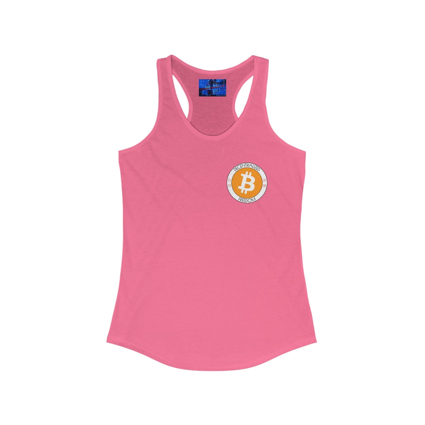 2 - sided Bitcoin (BTC) Freedom Women's Racerback Tank Top by cypherpunkgear – cypherpunkgear.com | Cypherpunk Merch