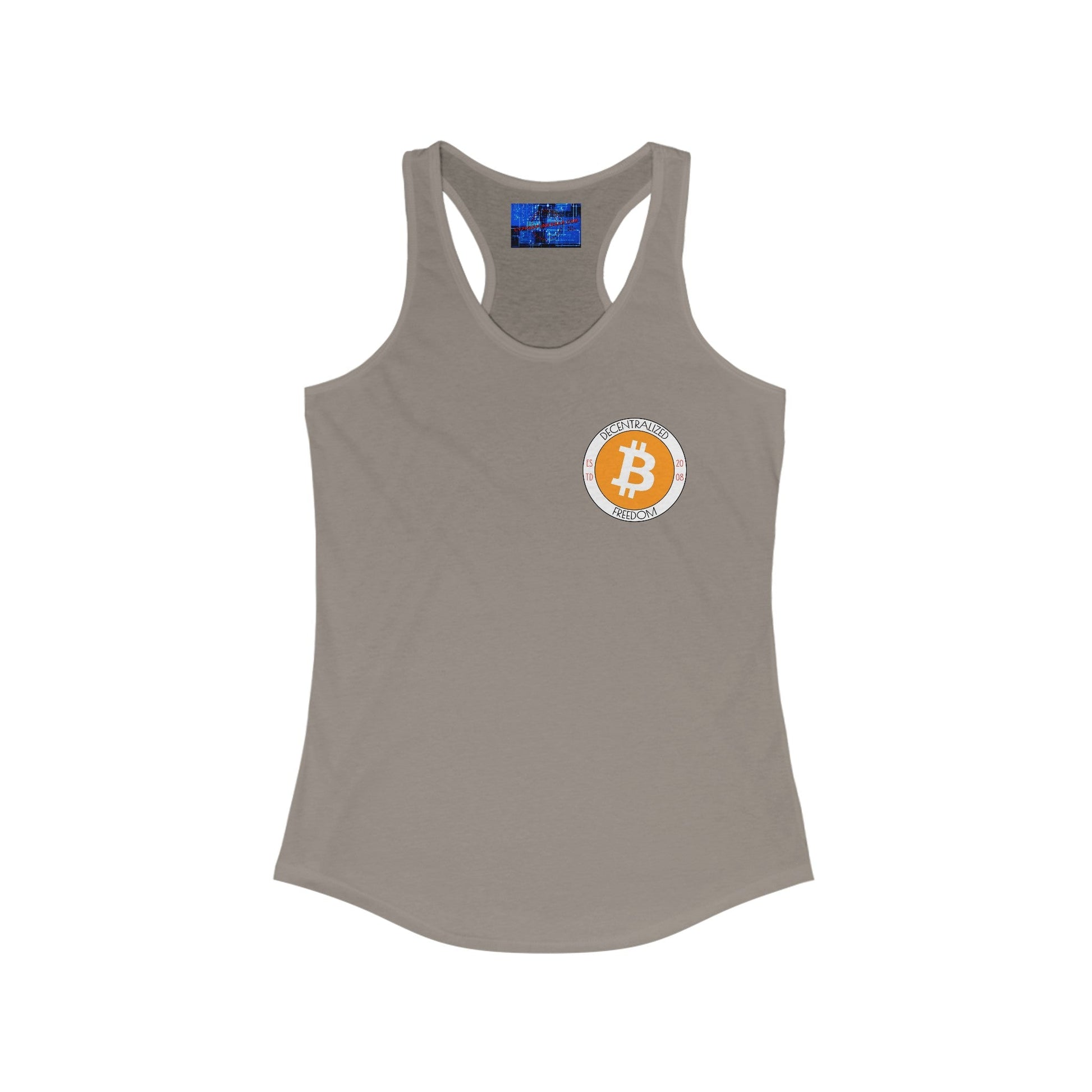 2 - sided Bitcoin (BTC) Freedom Women's Racerback Tank Top by cypherpunkgear – cypherpunkgear.com | Cypherpunk Merch