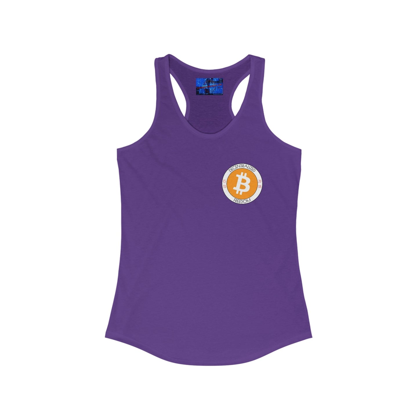 2 - sided Bitcoin (BTC) Freedom Women's Racerback Tank Top by cypherpunkgear – cypherpunkgear.com | Cypherpunk Merch