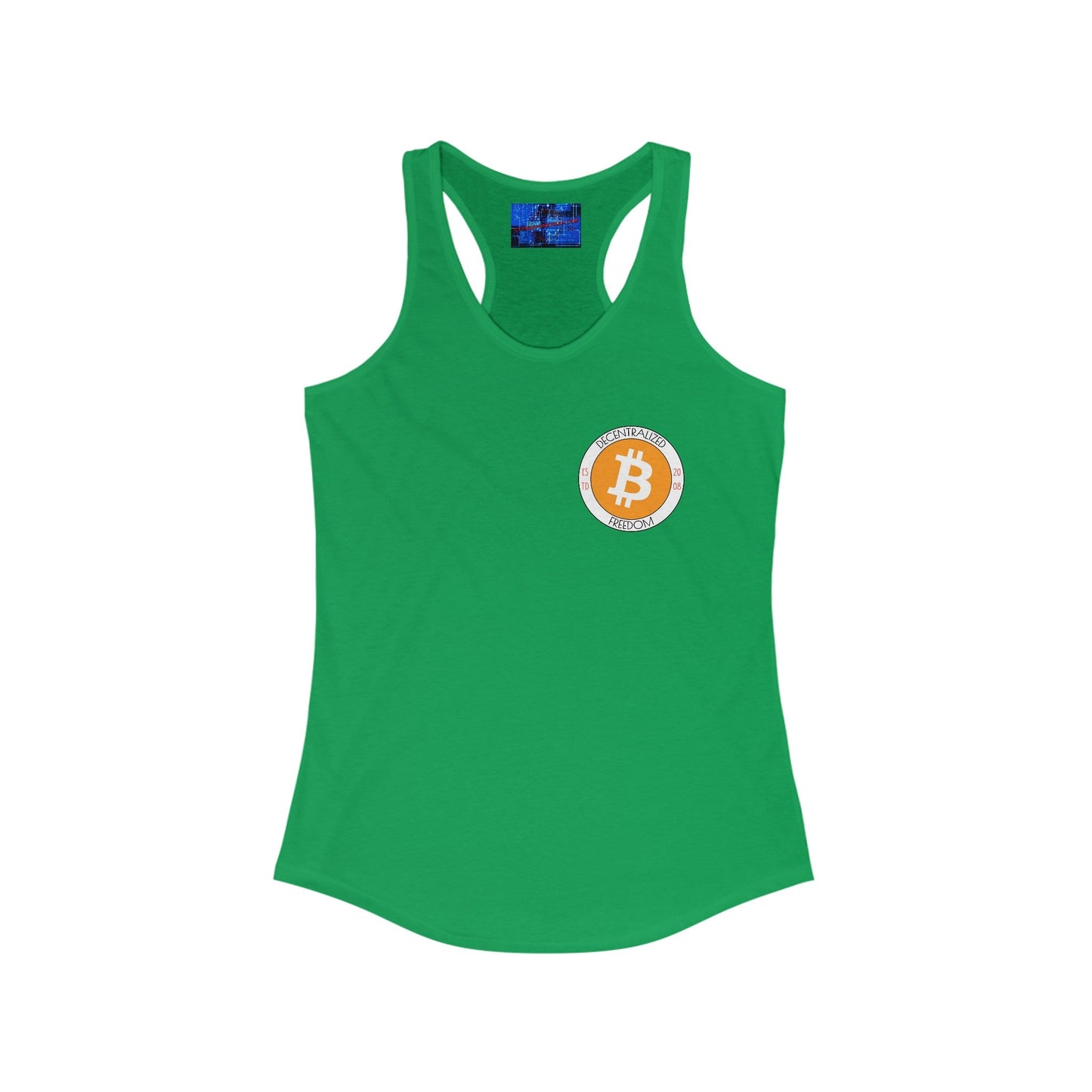 2 - sided Bitcoin (BTC) Freedom Women's Racerback Tank Top by cypherpunkgear – cypherpunkgear.com | Cypherpunk Merch