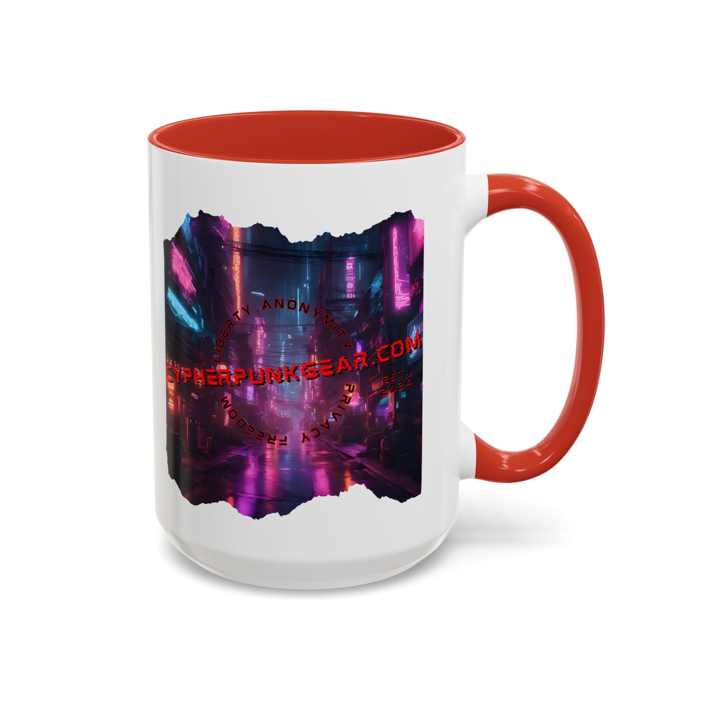 2 - sided cypherpunkgear Logo Accent Mug by cypherpunkgear – cypherpunkgear.com | Cypherpunk Merch