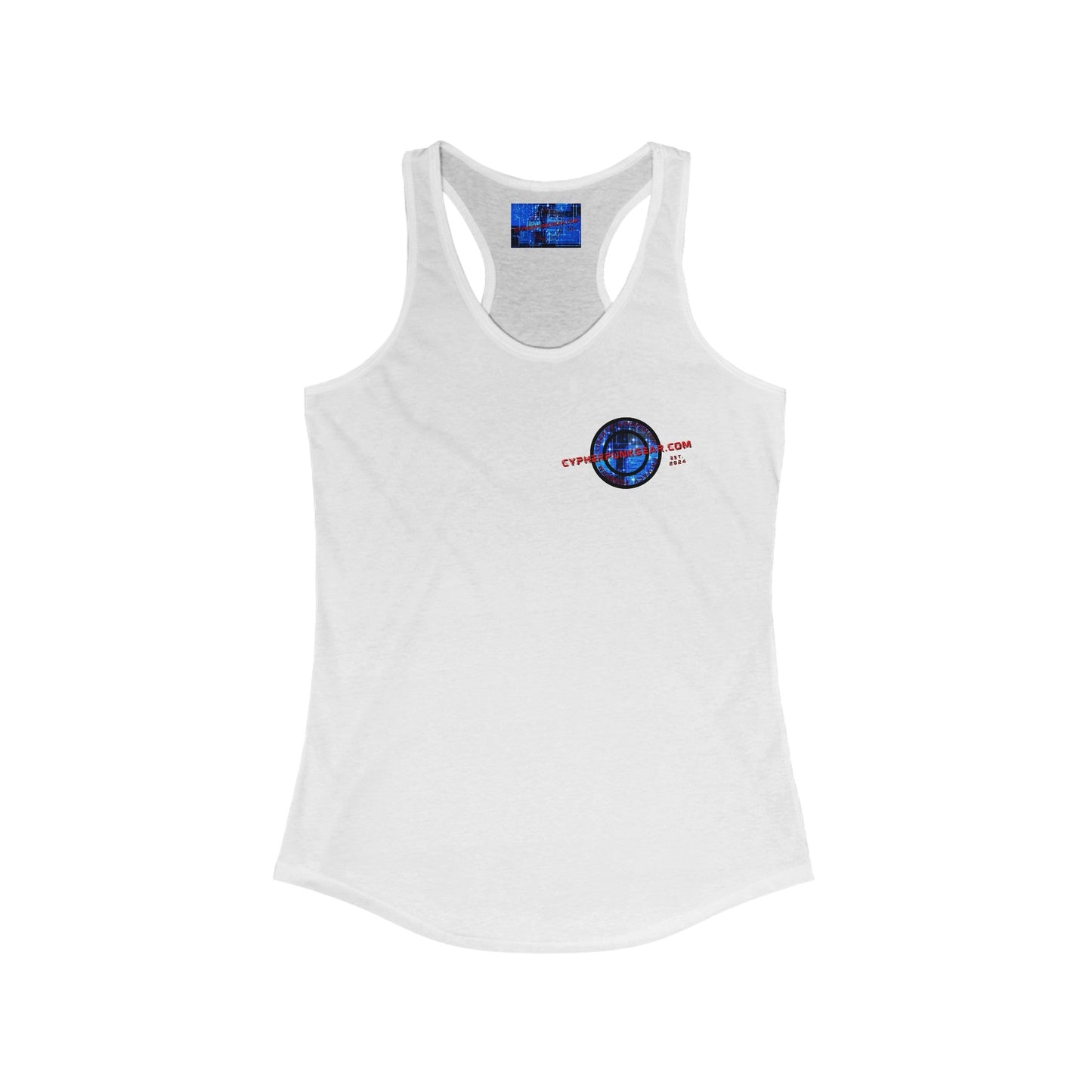 2 - sided cypherpunkgear Logo Women's Racerback Tank Top by cypherpunkgear – cypherpunkgear.com | Cypherpunk Merch