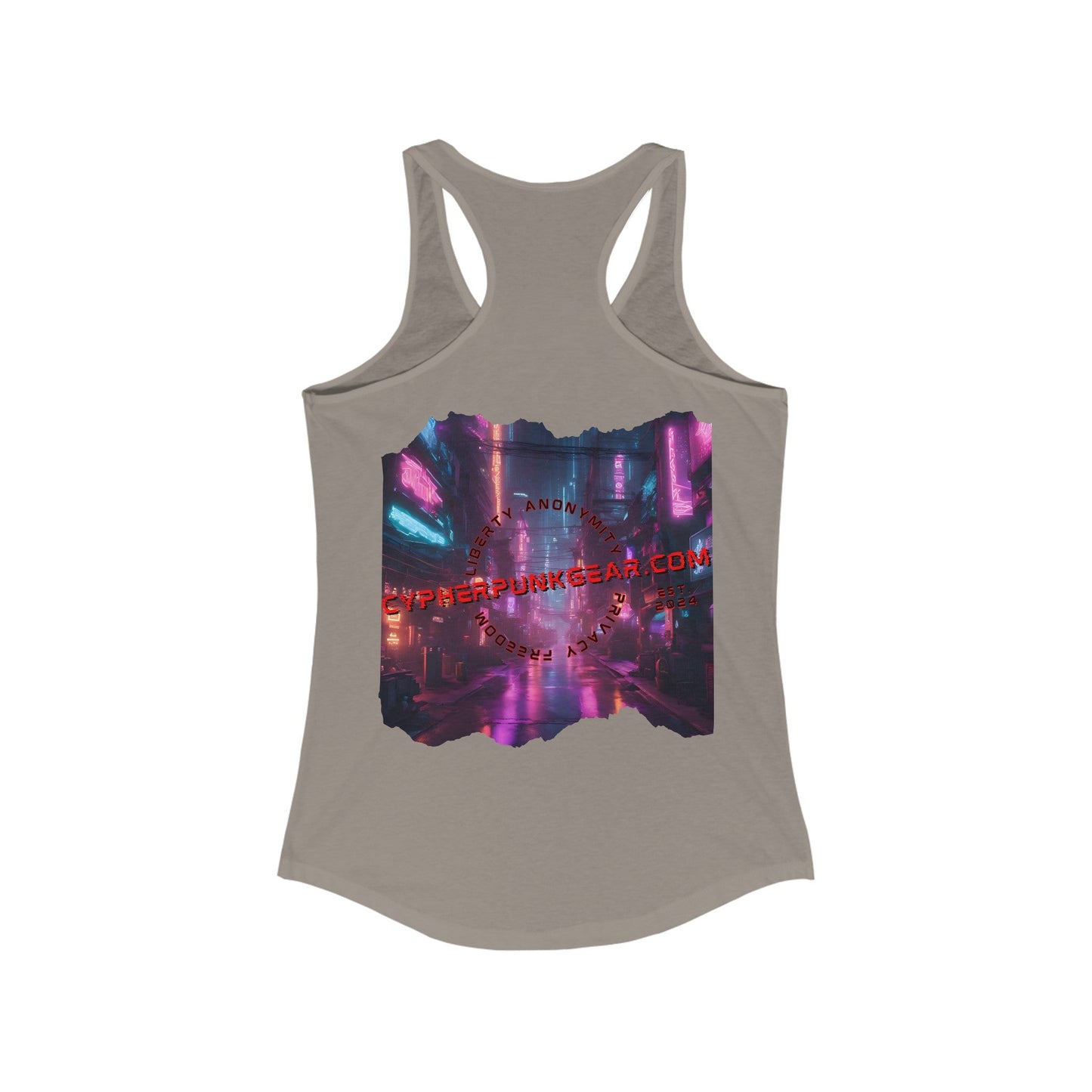 2 - sided cypherpunkgear Logo Women's Racerback Tank Top by cypherpunkgear – cypherpunkgear.com | Cypherpunk Merch