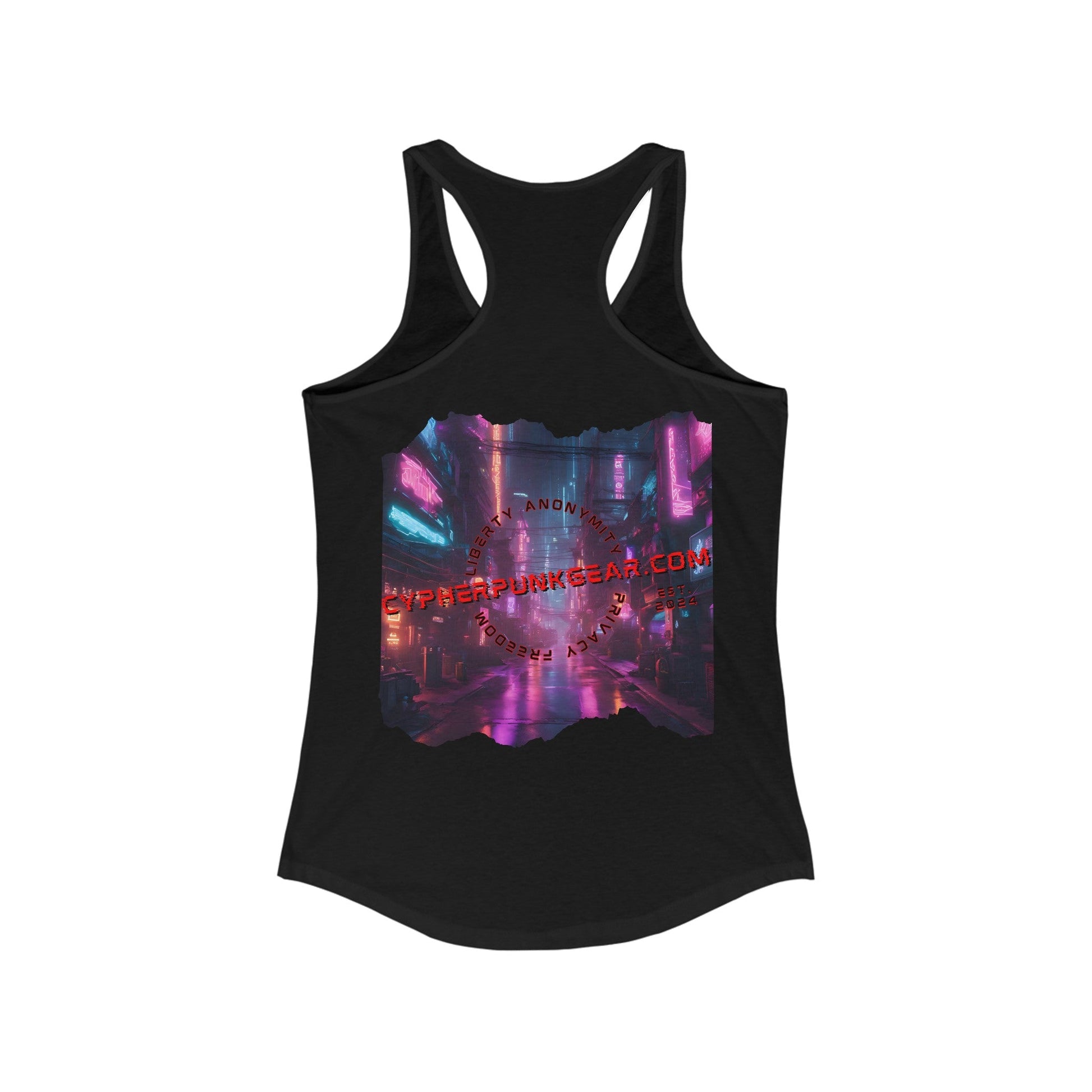 2 - sided cypherpunkgear Logo Women's Racerback Tank Top by cypherpunkgear – cypherpunkgear.com | Cypherpunk Merch