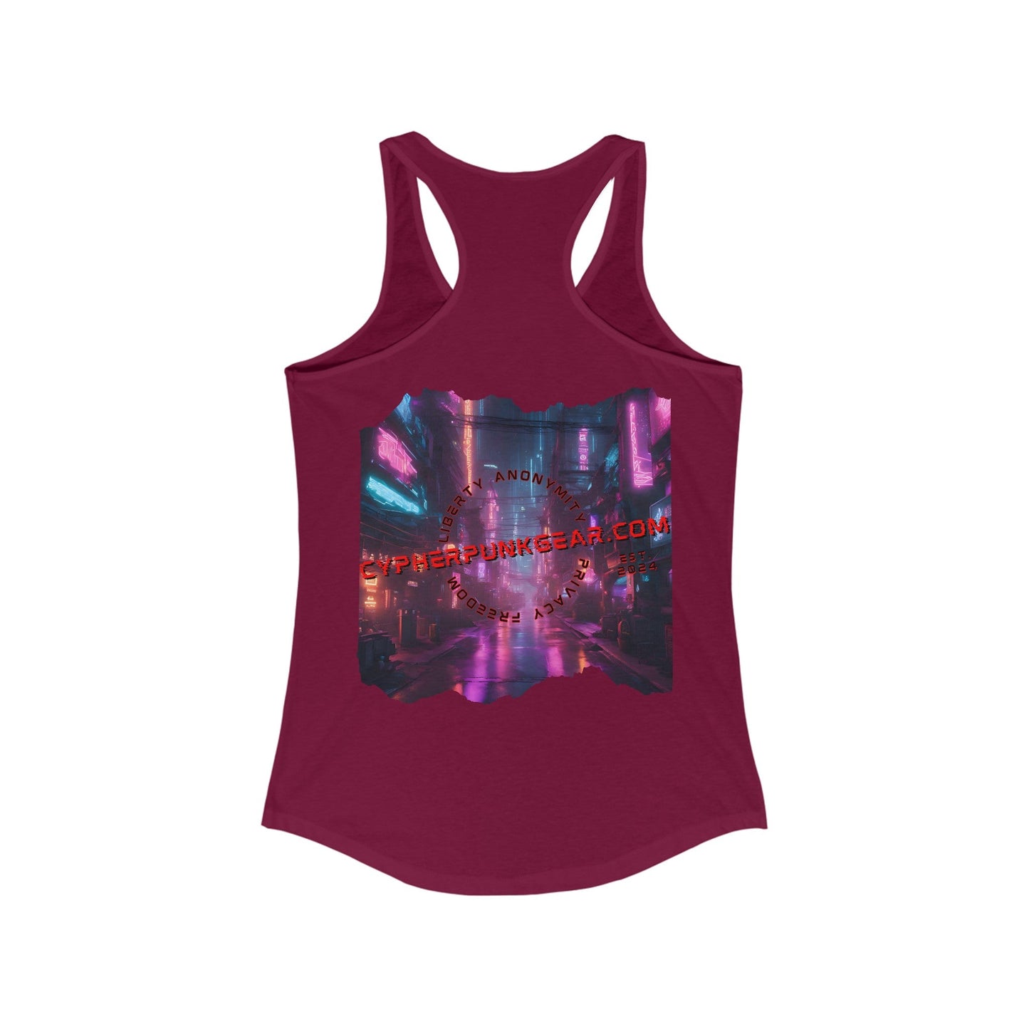 2 - sided cypherpunkgear Logo Women's Racerback Tank Top by cypherpunkgear – cypherpunkgear.com | Cypherpunk Merch