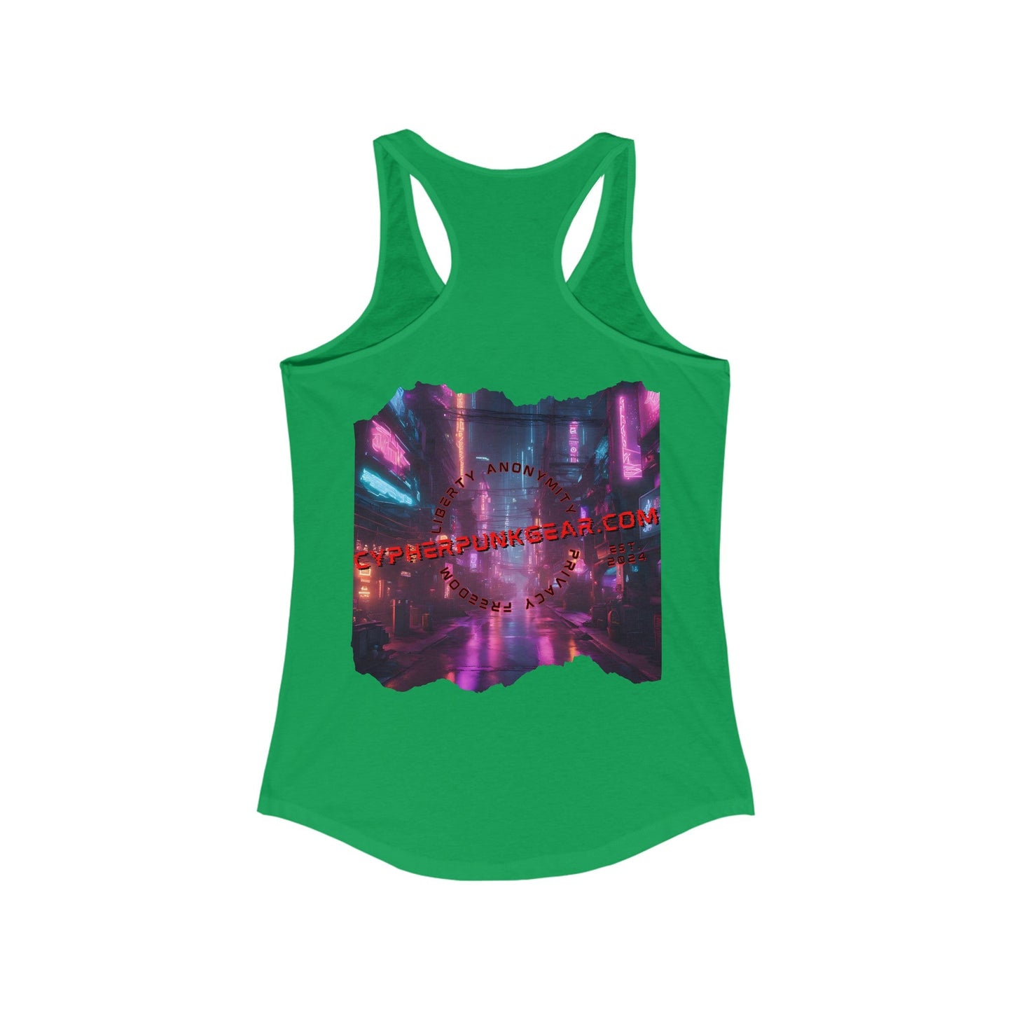 2 - sided cypherpunkgear Logo Women's Racerback Tank Top by cypherpunkgear – cypherpunkgear.com | Cypherpunk Merch