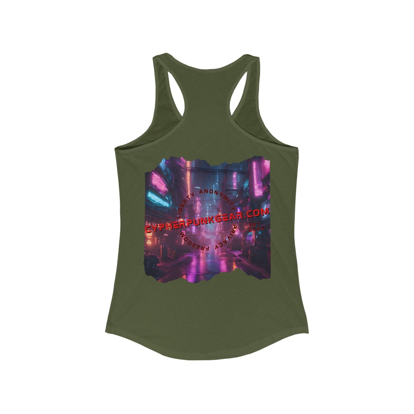 2 - sided cypherpunkgear Logo Women's Racerback Tank Top by cypherpunkgear – cypherpunkgear.com | Cypherpunk Merch