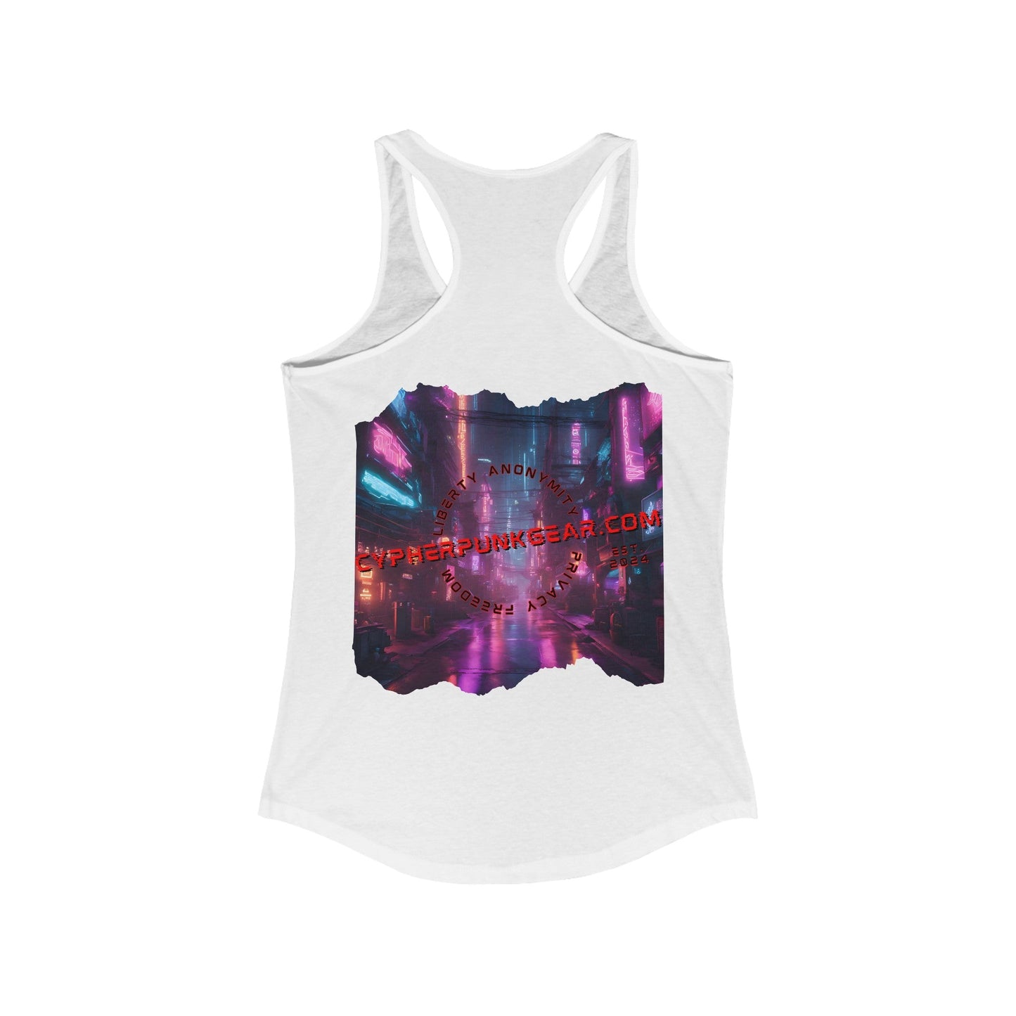 2 - sided cypherpunkgear Logo Women's Racerback Tank Top by cypherpunkgear – cypherpunkgear.com | Cypherpunk Merch