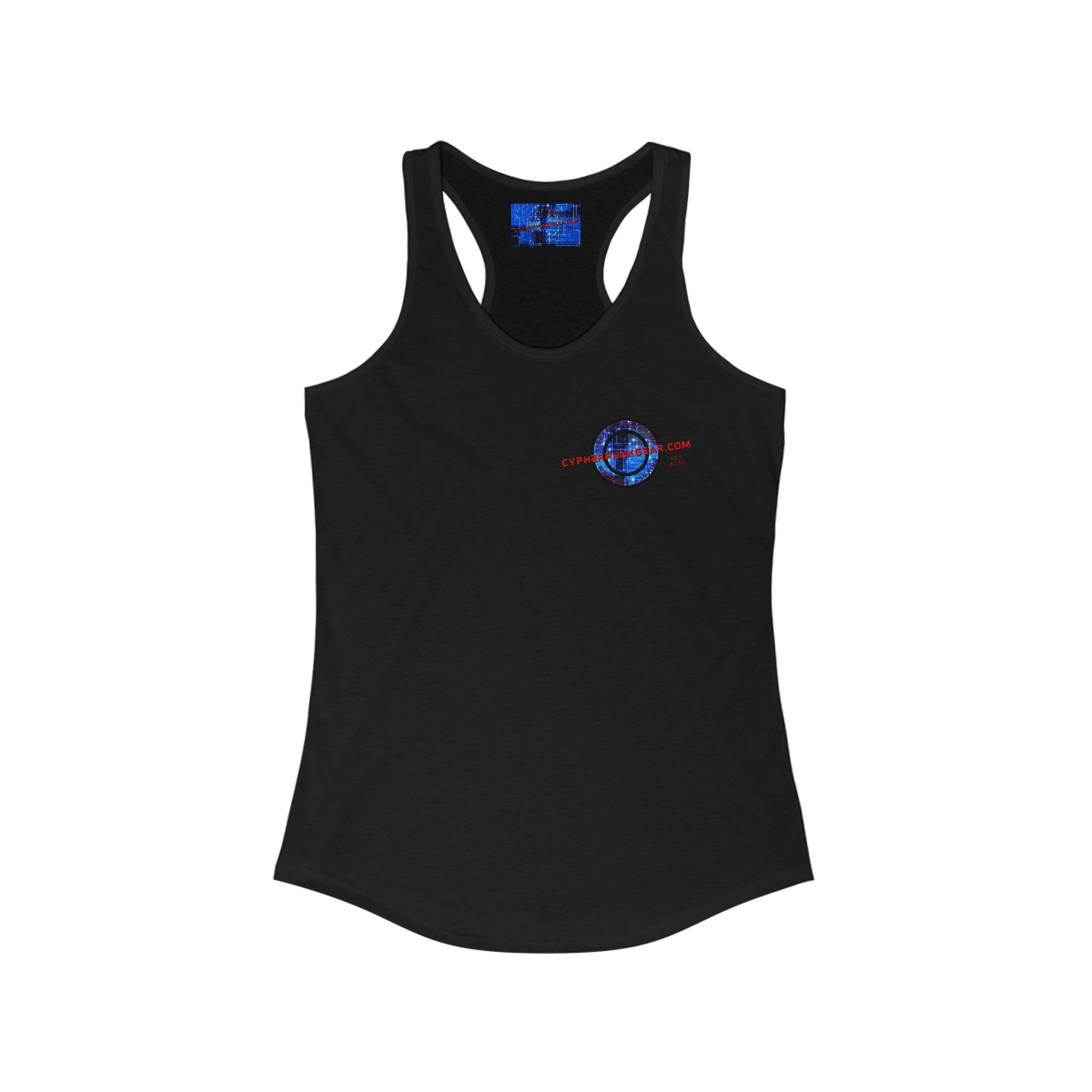 2 - sided cypherpunkgear Logo Women's Racerback Tank Top by cypherpunkgear – cypherpunkgear.com | Cypherpunk Merch
