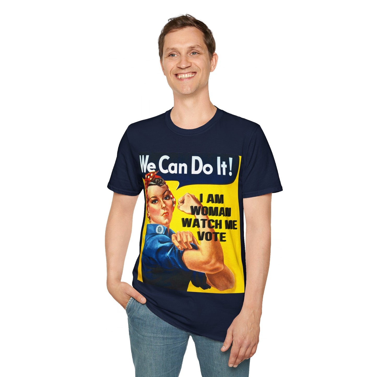 2 - sided I Am Woman Watch Me Vote DKcolors Rosie Unisex T-Shirt by cypherpunkgear – cypherpunkgear.com | Cypherpunk Merch