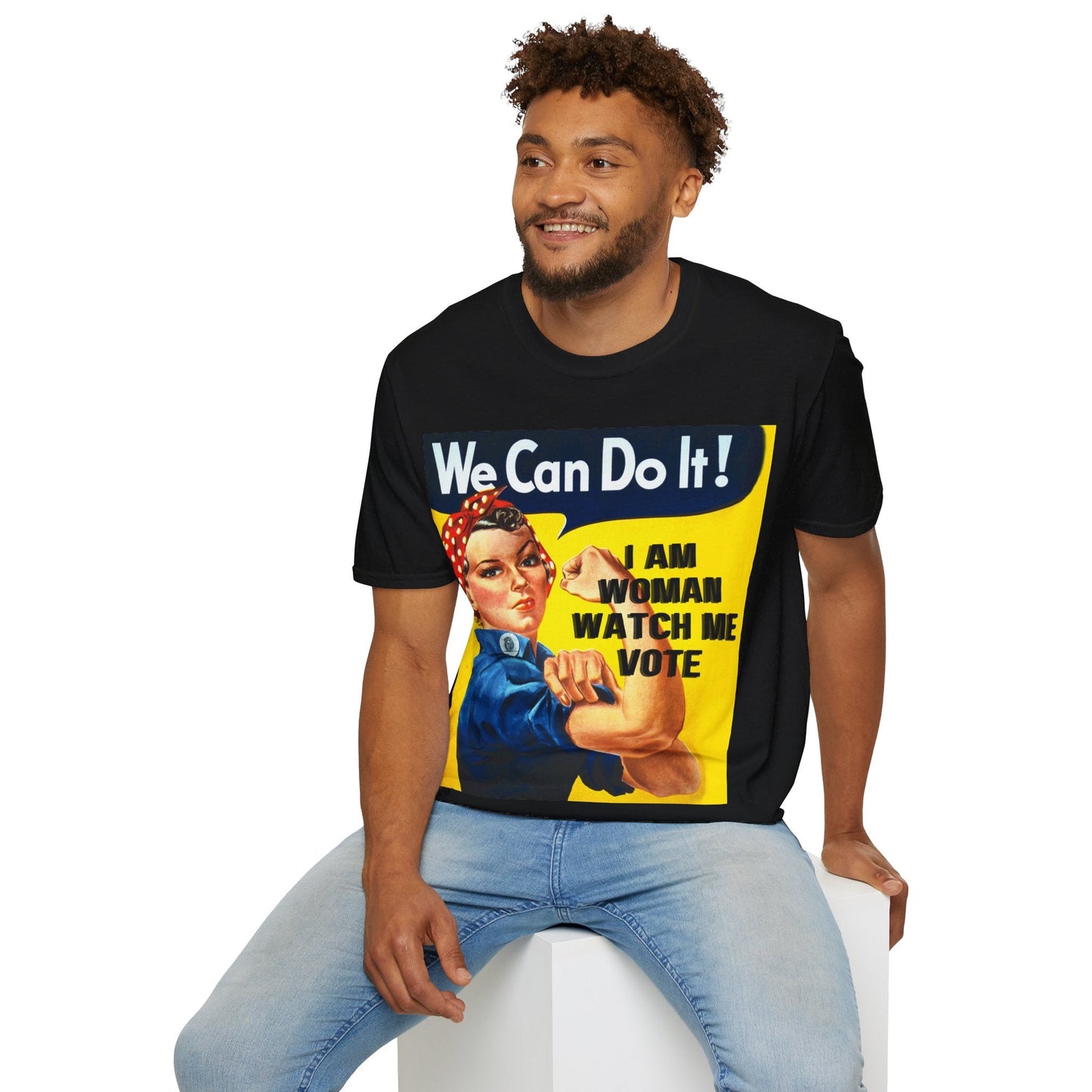 2 - sided I Am Woman Watch Me Vote DKcolors Rosie Unisex T-Shirt by cypherpunkgear – cypherpunkgear.com | Cypherpunk Merch