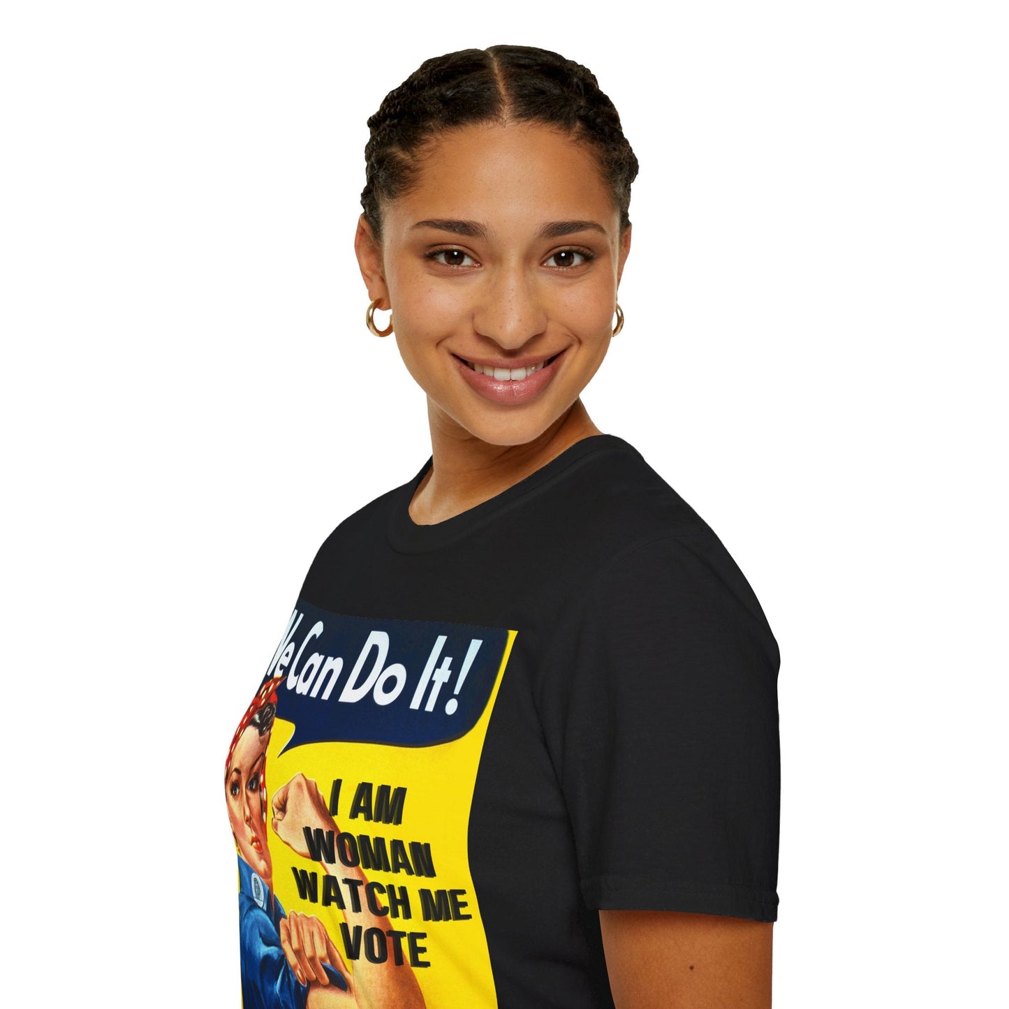 2 - sided I Am Woman Watch Me Vote DKcolors Rosie Unisex T-Shirt by cypherpunkgear – cypherpunkgear.com | Cypherpunk Merch