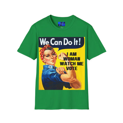 2 - sided I Am Woman Watch Me Vote DKcolors Rosie Unisex T-Shirt by cypherpunkgear – cypherpunkgear.com | Cypherpunk Merch