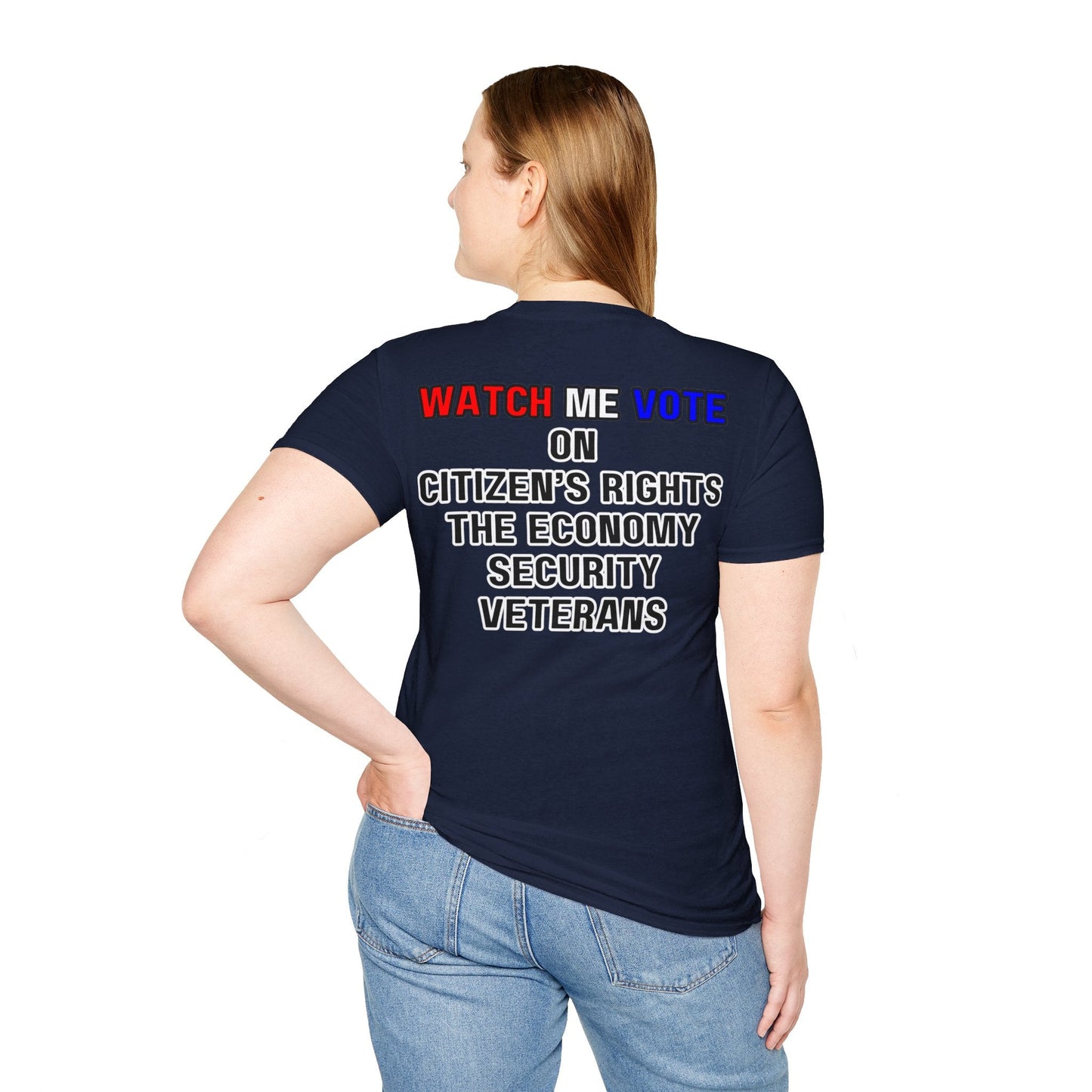 2 - sided I Am Woman Watch Me Vote DKcolors Rosie Unisex T-Shirt by cypherpunkgear – cypherpunkgear.com | Cypherpunk Merch