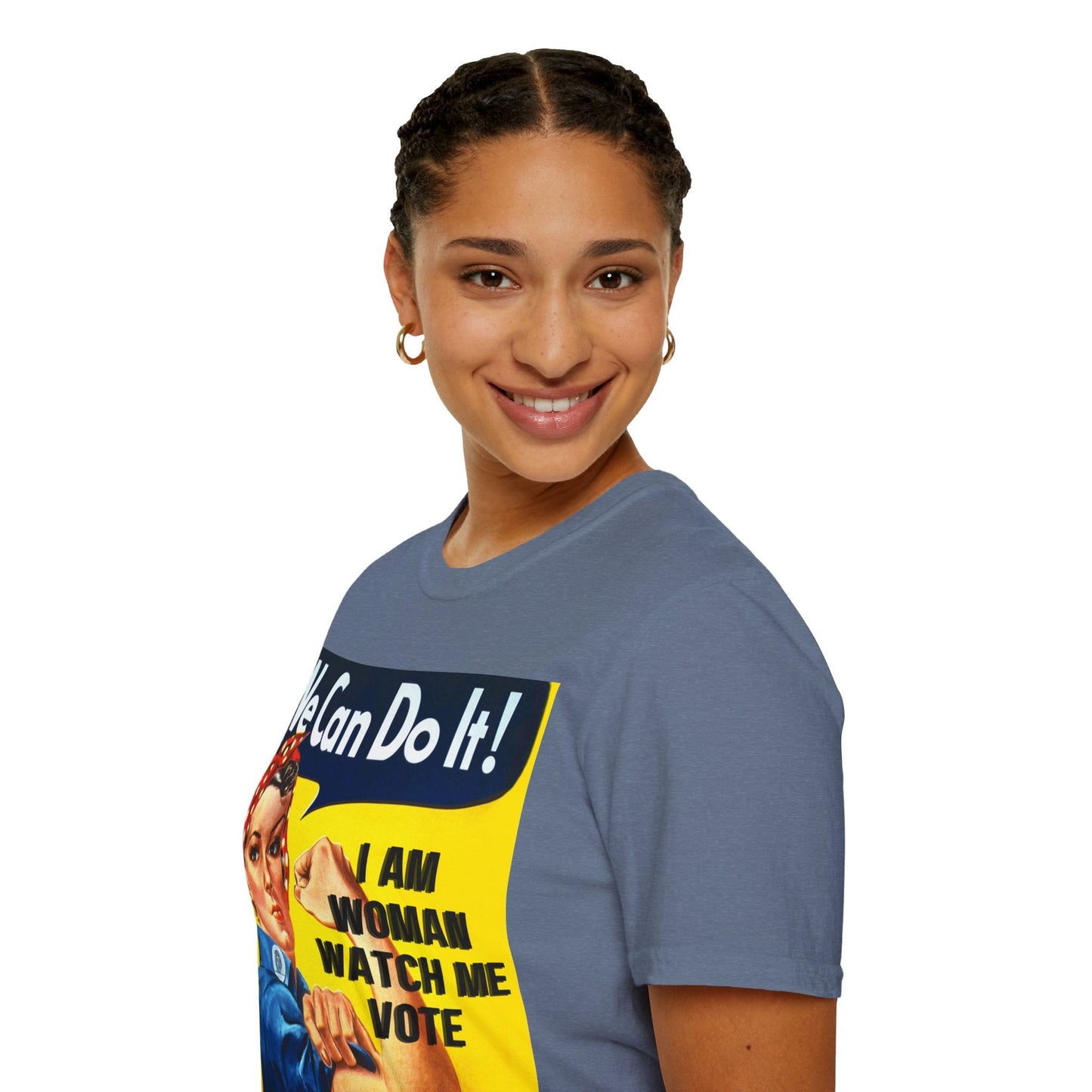 2 - sided I Am Woman Watch Me Vote DKcolors Rosie Unisex T-Shirt by cypherpunkgear – cypherpunkgear.com | Cypherpunk Merch