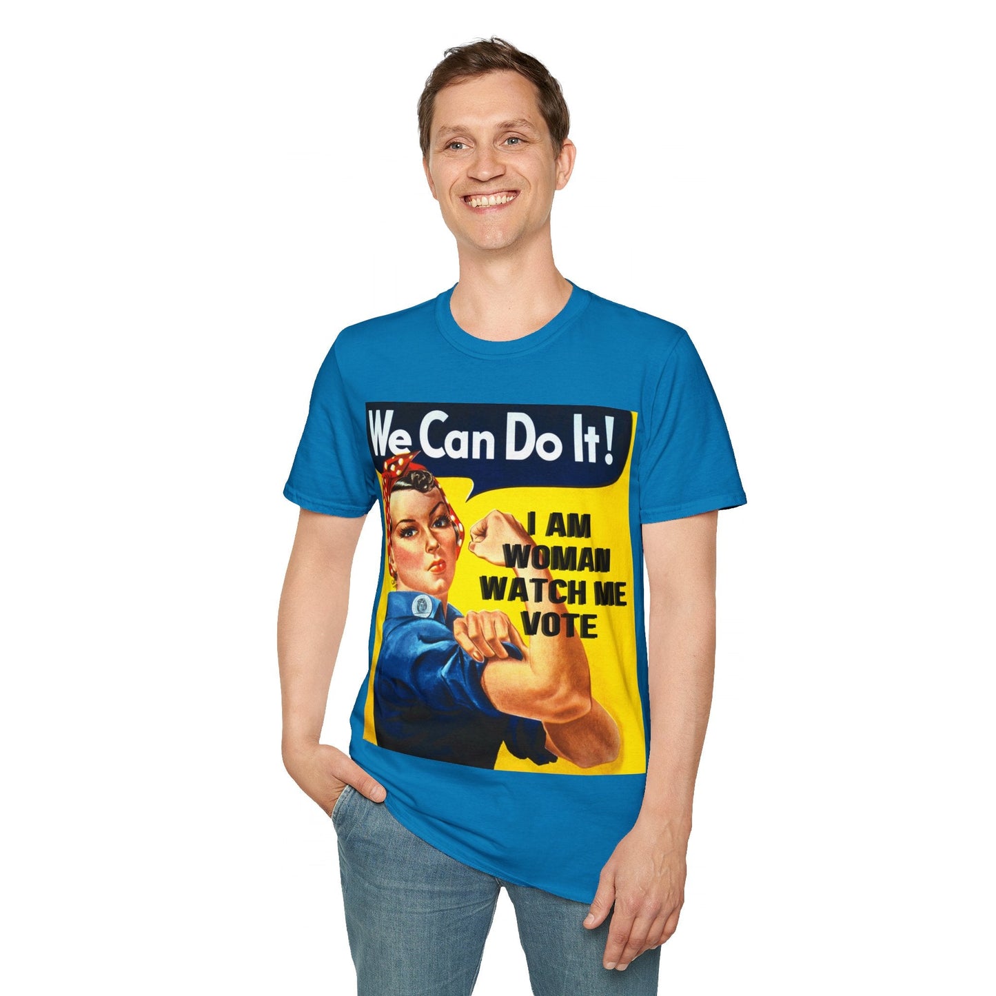 2 - sided I Am Woman Watch Me Vote DKcolors Rosie Unisex T-Shirt by cypherpunkgear – cypherpunkgear.com | Cypherpunk Merch