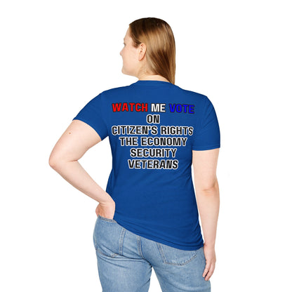 2 - sided I Am Woman Watch Me Vote DKcolors Rosie Unisex T-Shirt by cypherpunkgear – cypherpunkgear.com | Cypherpunk Merch
