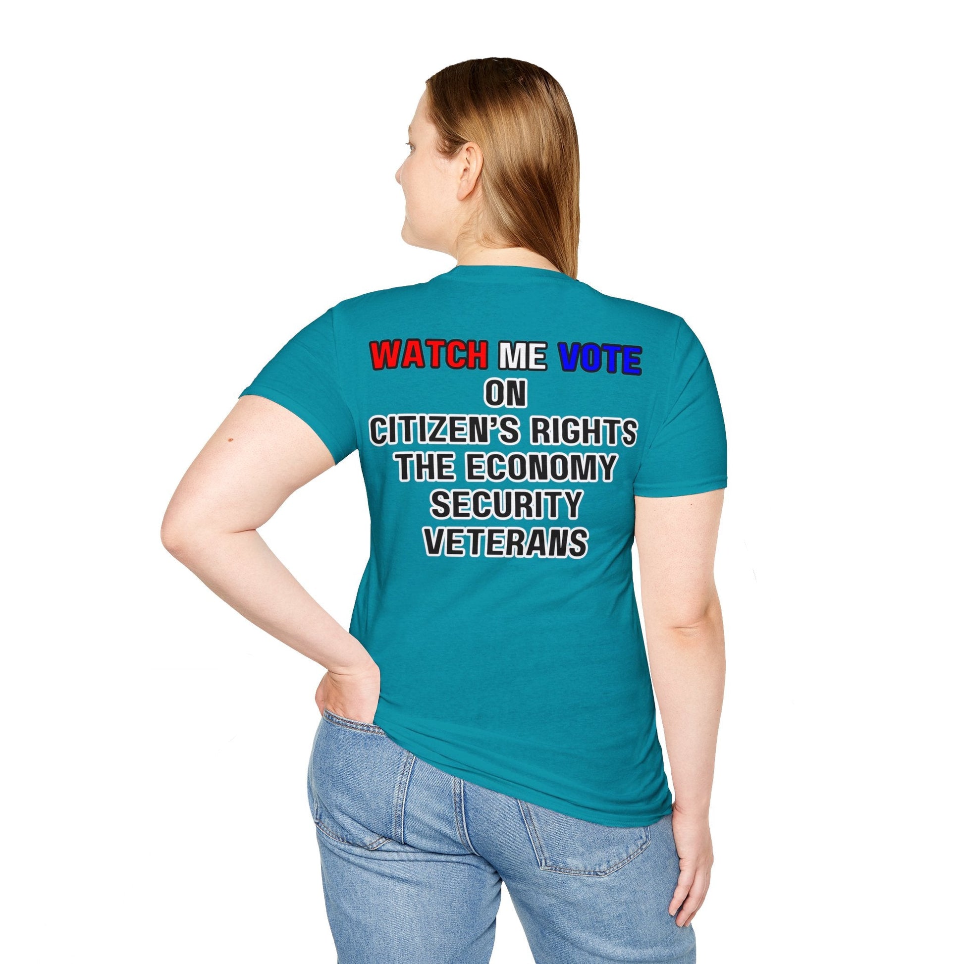 2 - sided I Am Woman Watch Me Vote DKcolors Rosie Unisex T-Shirt by cypherpunkgear – cypherpunkgear.com | Cypherpunk Merch