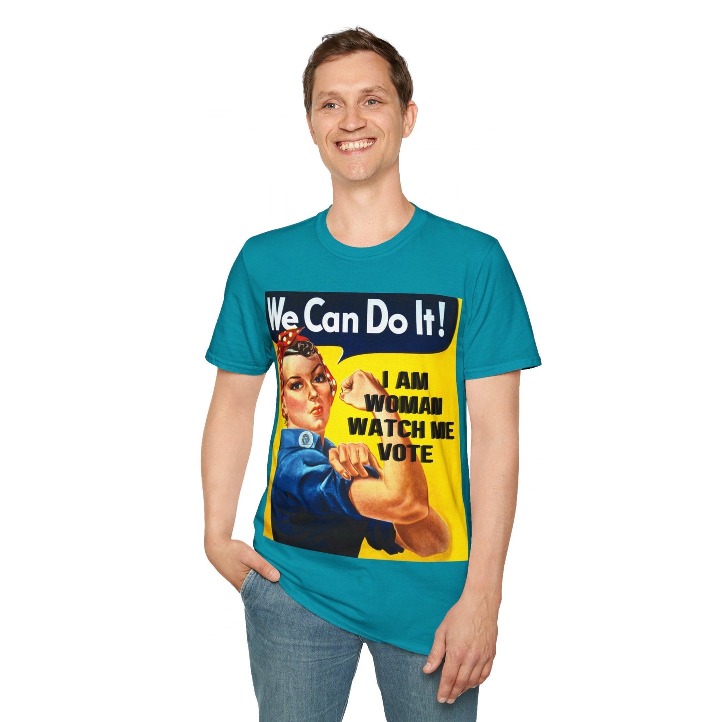 2 - sided I Am Woman Watch Me Vote DKcolors Rosie Unisex T-Shirt by cypherpunkgear – cypherpunkgear.com | Cypherpunk Merch
