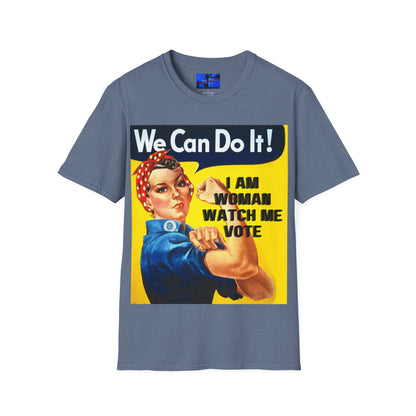 2 - sided I Am Woman Watch Me Vote DKcolors Rosie Unisex T-Shirt by cypherpunkgear – cypherpunkgear.com | Cypherpunk Merch