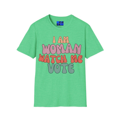 2 - sided I Am Woman Watch Me Vote DKcolors Unisex T-Shirt by cypherpunkgear – cypherpunkgear.com | Cypherpunk Merch