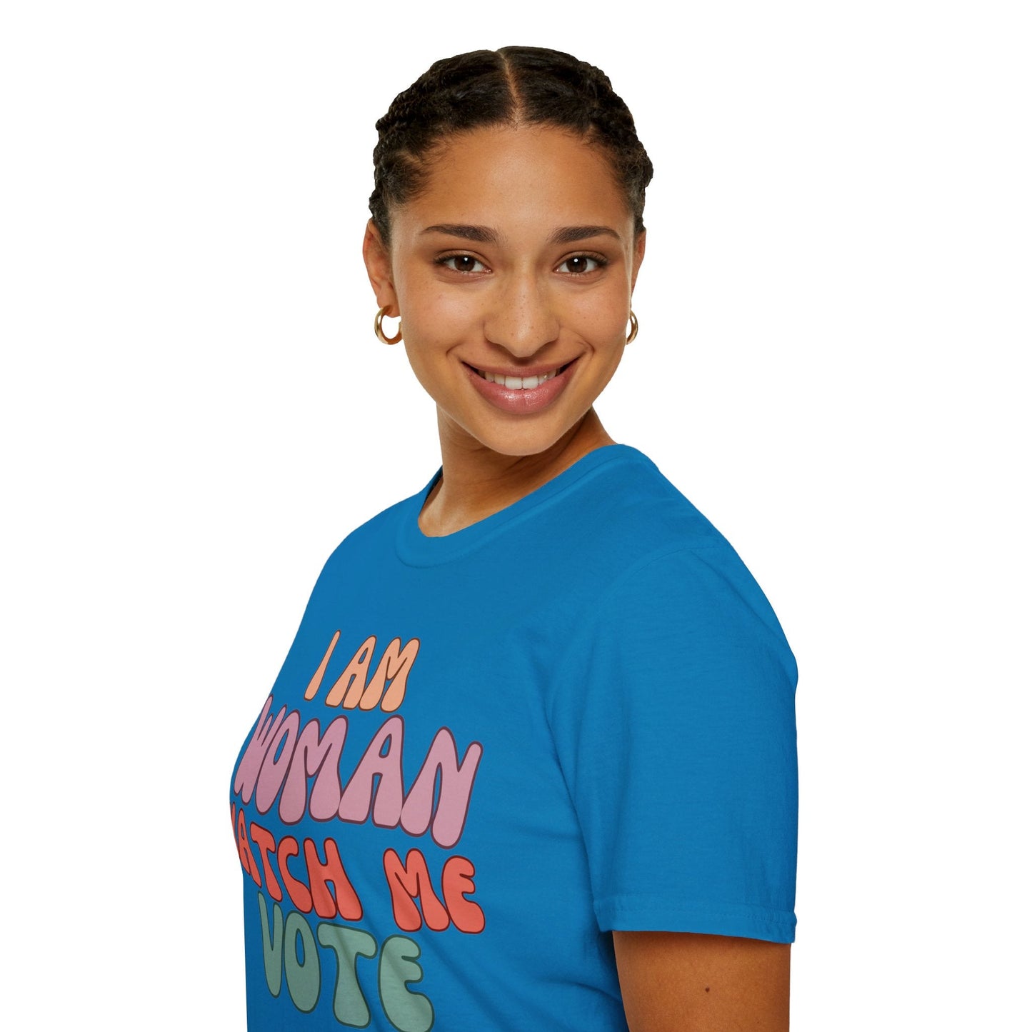 2 - sided I Am Woman Watch Me Vote DKcolors Unisex T-Shirt by cypherpunkgear – cypherpunkgear.com | Cypherpunk Merch
