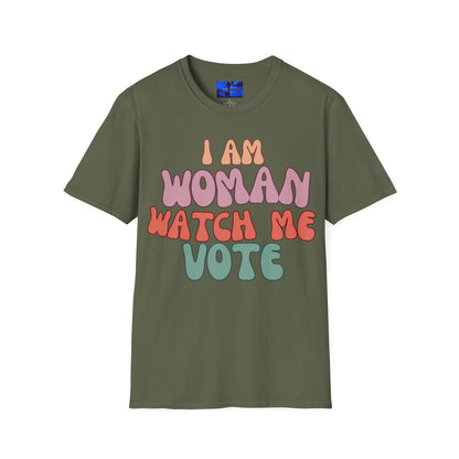 2 - sided I Am Woman Watch Me Vote DKcolors Unisex T-Shirt by cypherpunkgear – cypherpunkgear.com | Cypherpunk Merch
