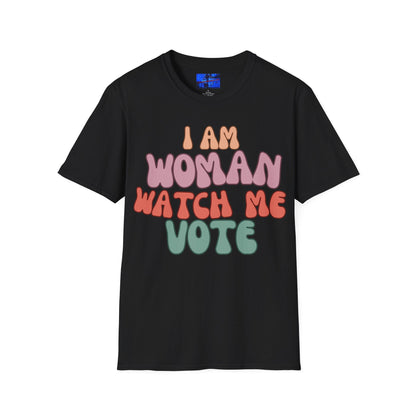 2 - sided I Am Woman Watch Me Vote DKcolors Unisex T-Shirt by cypherpunkgear – cypherpunkgear.com | Cypherpunk Merch