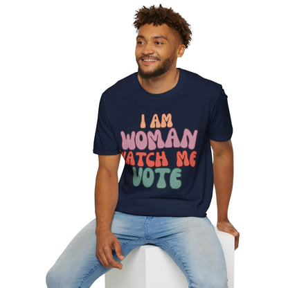 2 - sided I Am Woman Watch Me Vote DKcolors Unisex T-Shirt by cypherpunkgear – cypherpunkgear.com | Cypherpunk Merch