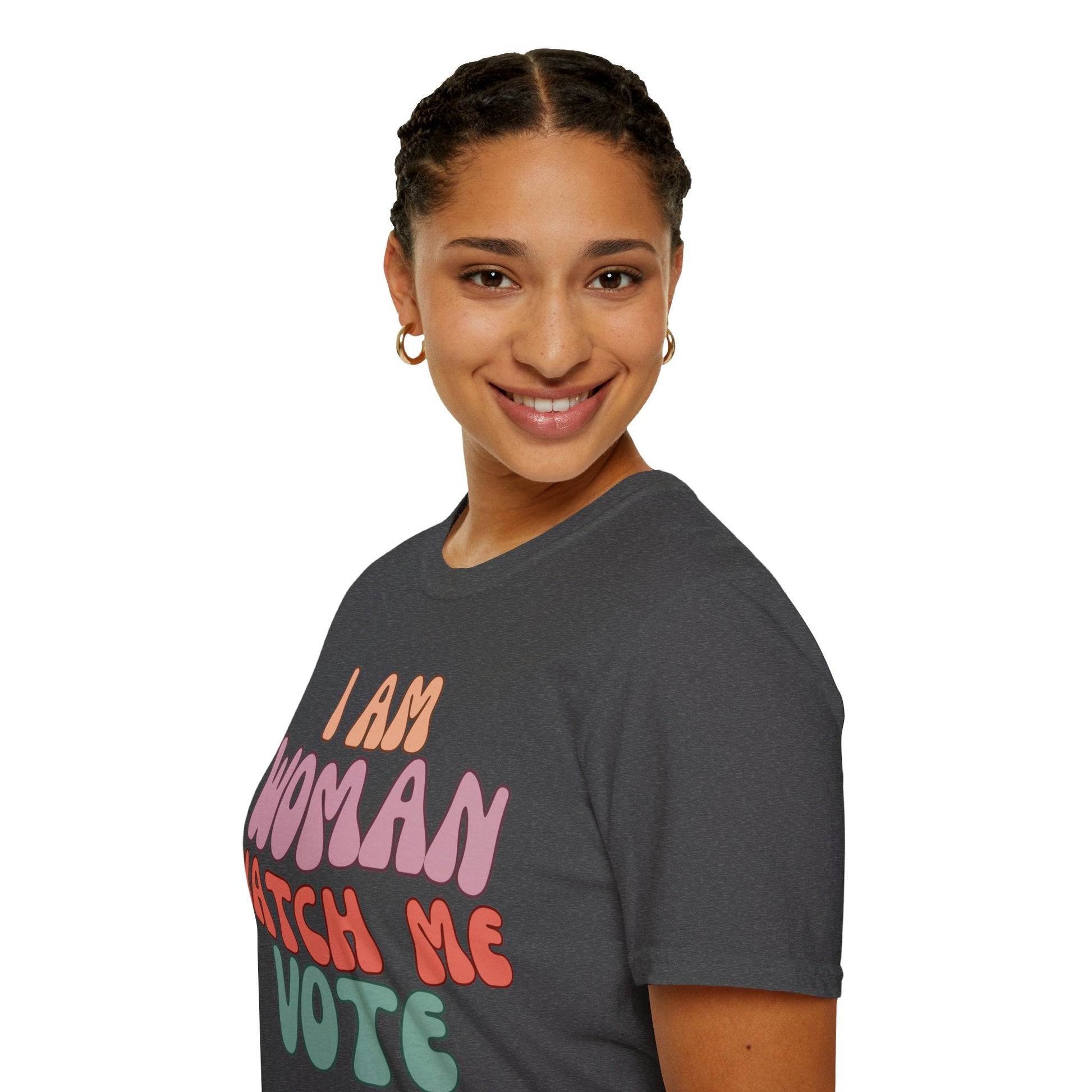 2 - sided I Am Woman Watch Me Vote DKcolors Unisex T-Shirt by cypherpunkgear – cypherpunkgear.com | Cypherpunk Merch