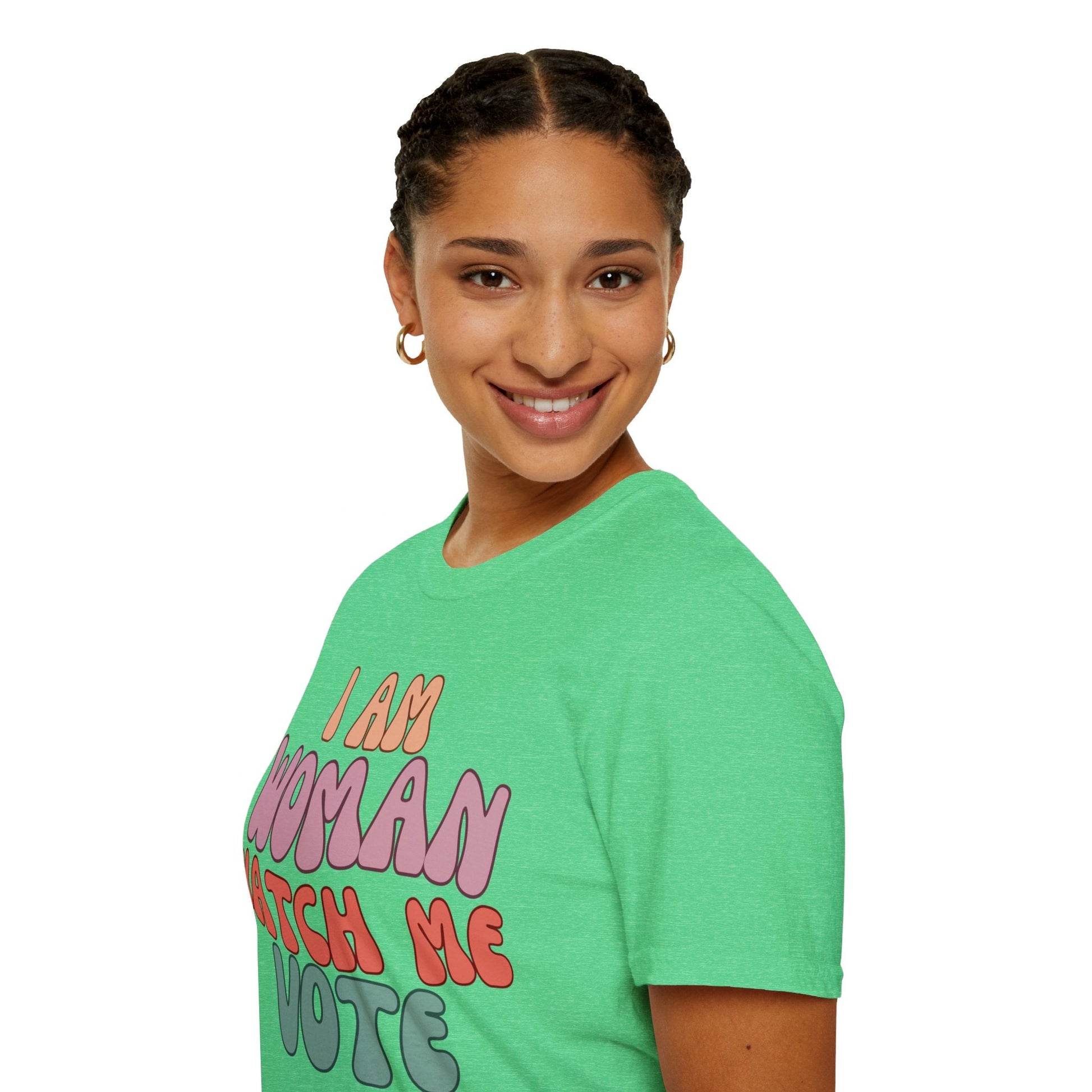 2 - sided I Am Woman Watch Me Vote DKcolors Unisex T-Shirt by cypherpunkgear – cypherpunkgear.com | Cypherpunk Merch
