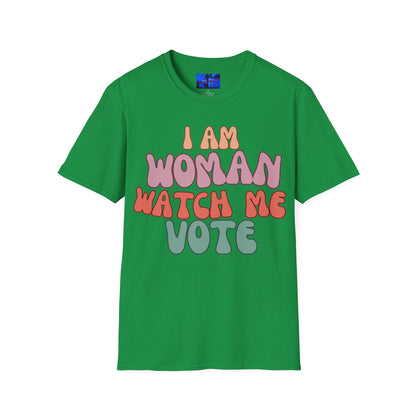 2 - sided I Am Woman Watch Me Vote DKcolors Unisex T-Shirt by cypherpunkgear – cypherpunkgear.com | Cypherpunk Merch