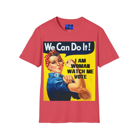 2 - sided I Am Woman Watch Me Vote LTcolors Rosie Unisex T-Shirt by cypherpunkgear – cypherpunkgear.com | Cypherpunk Merch