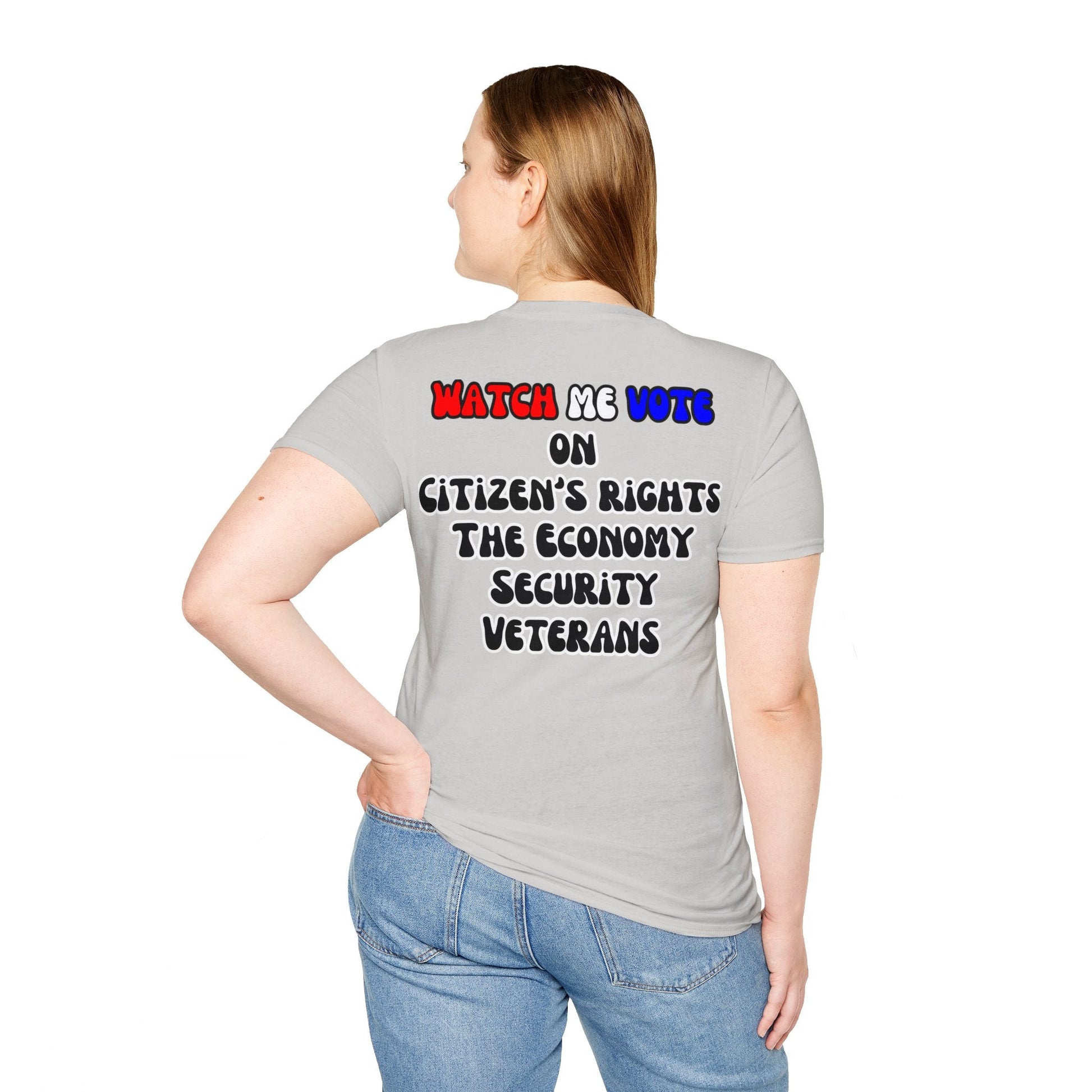 2 - sided I Am Woman Watch Me Vote LTcolors Unisex T-Shirt by cypherpunkgear – cypherpunkgear.com | Cypherpunk Merch