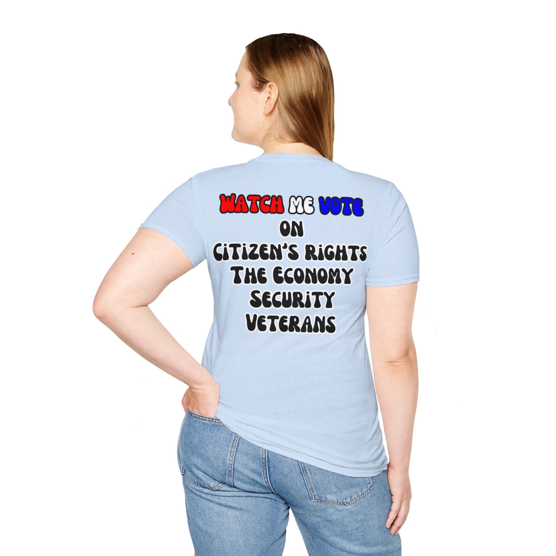 2 - sided I Am Woman Watch Me Vote LTcolors Unisex T-Shirt by cypherpunkgear – cypherpunkgear.com | Cypherpunk Merch