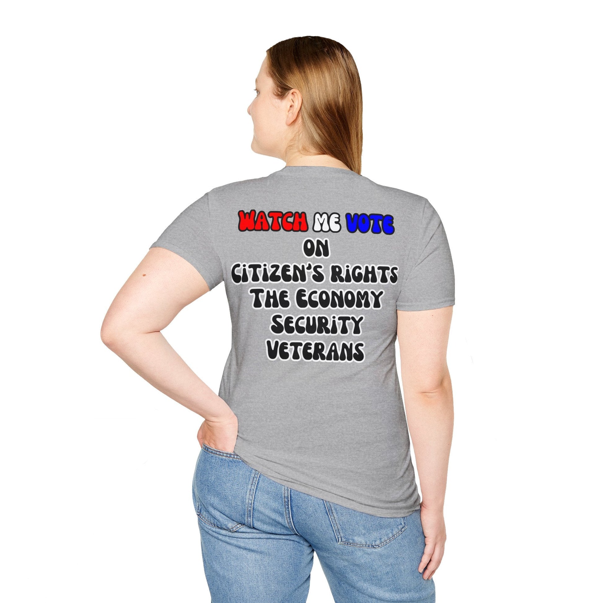 2 - sided I Am Woman Watch Me Vote LTcolors Unisex T-Shirt by cypherpunkgear – cypherpunkgear.com | Cypherpunk Merch