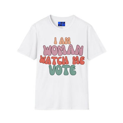 2 - sided I Am Woman Watch Me Vote LTcolors Unisex T-Shirt by cypherpunkgear – cypherpunkgear.com | Cypherpunk Merch