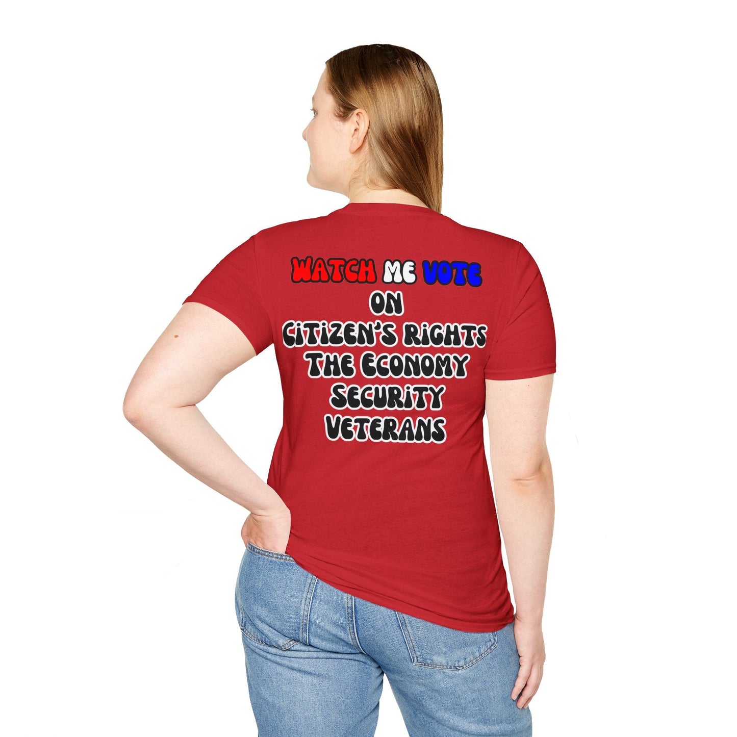 2 - sided I Am Woman Watch Me Vote LTcolors Unisex T-Shirt by cypherpunkgear – cypherpunkgear.com | Cypherpunk Merch