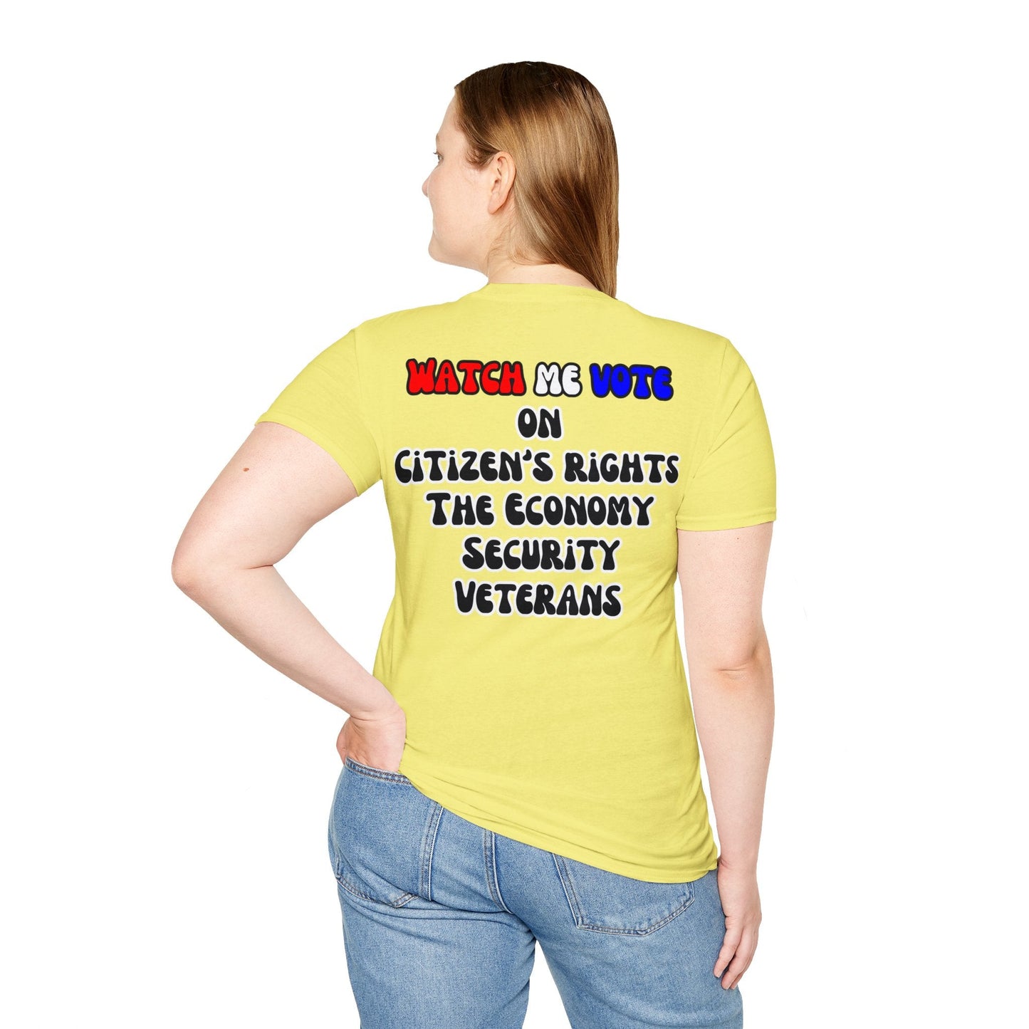2 - sided I Am Woman Watch Me Vote LTcolors Unisex T-Shirt by cypherpunkgear – cypherpunkgear.com | Cypherpunk Merch
