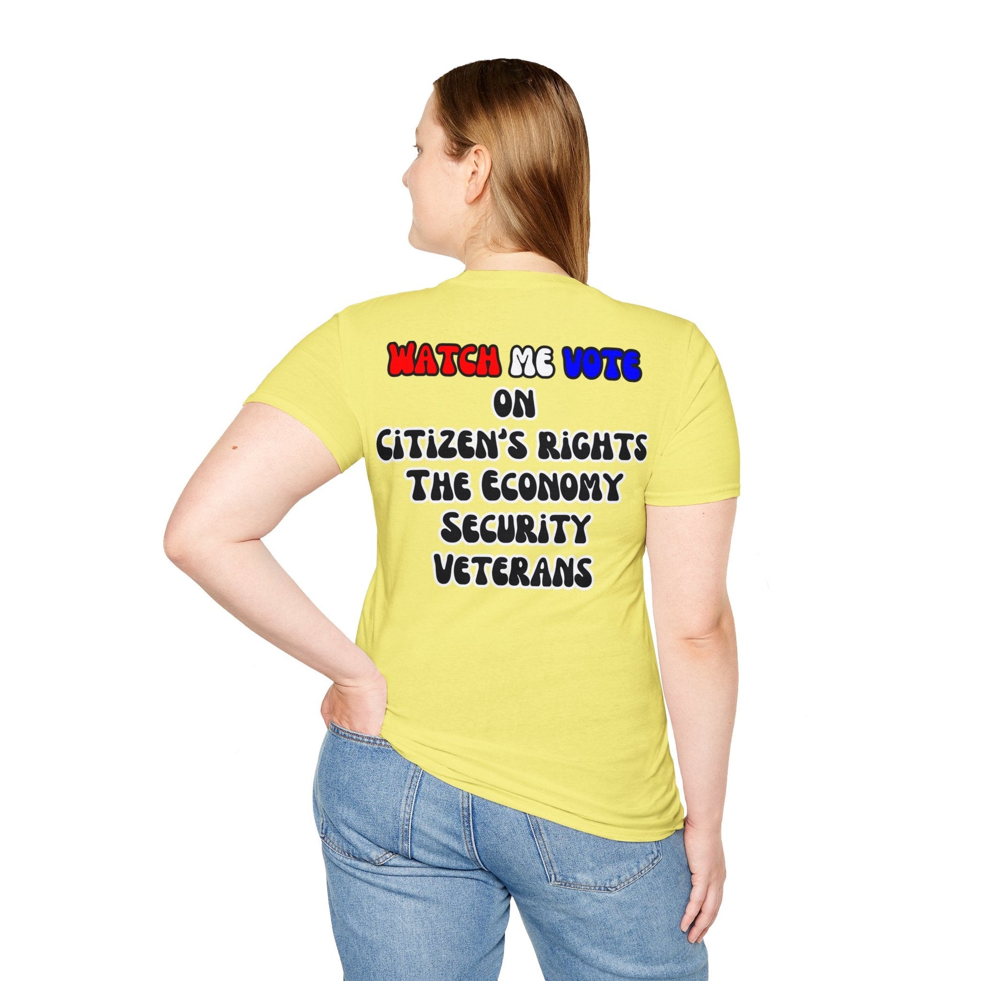 2 - sided I Am Woman Watch Me Vote LTcolors Unisex T-Shirt by cypherpunkgear – cypherpunkgear.com | Cypherpunk Merch
