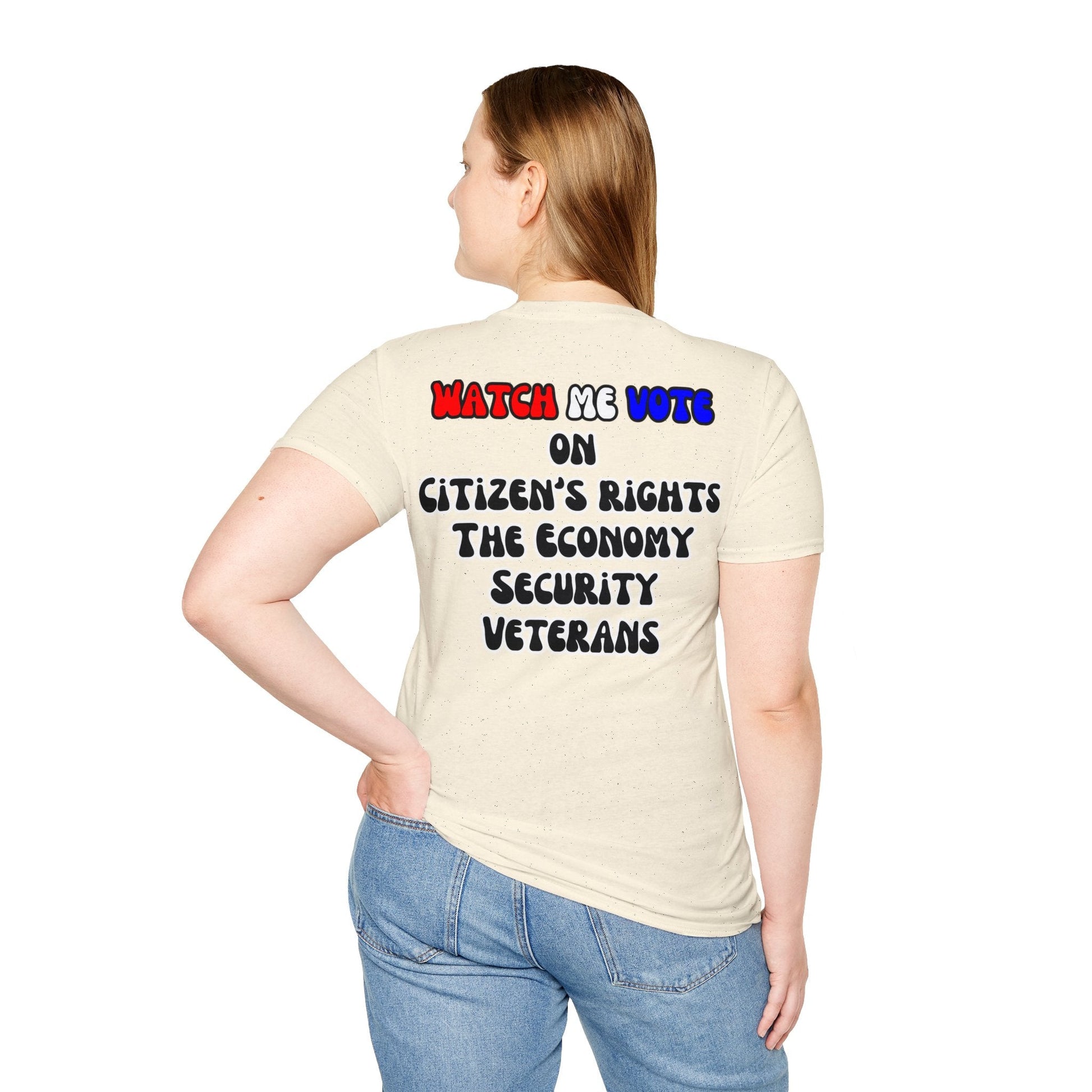 2 - sided I Am Woman Watch Me Vote LTcolors Unisex T-Shirt by cypherpunkgear – cypherpunkgear.com | Cypherpunk Merch