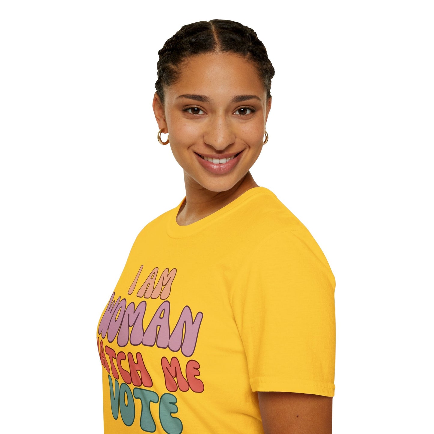 2 - sided I Am Woman Watch Me Vote LTcolors Unisex T-Shirt by cypherpunkgear – cypherpunkgear.com | Cypherpunk Merch