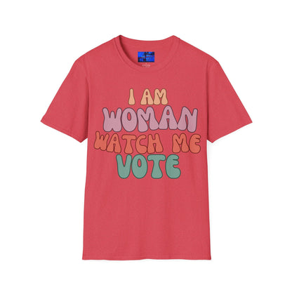 2 - sided I Am Woman Watch Me Vote LTcolors Unisex T-Shirt by cypherpunkgear – cypherpunkgear.com | Cypherpunk Merch
