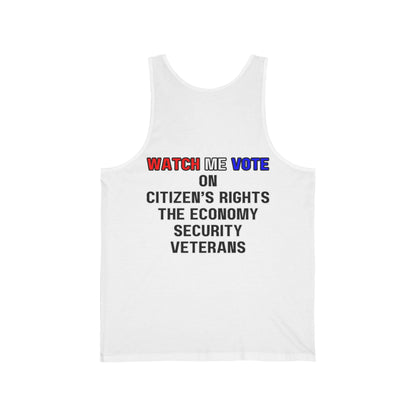 2 - sided I Am Woman Watch Me Vote Rosie Unisex Jersey Tank Top by cypherpunkgear – cypherpunkgear.com | Cypherpunk Merch